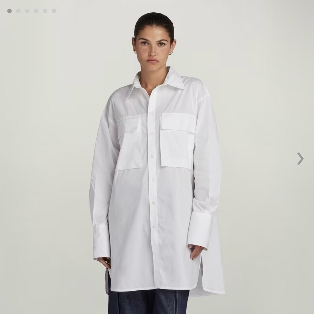 G-STAR Oversized boyfriend White Button-Up Shirt pockets long sleeve women’s NWT